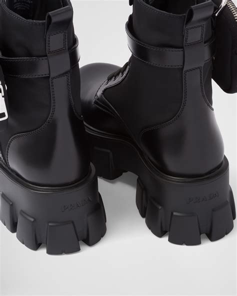 prada monolith leather and nylon boots|prada monolith boots women's.